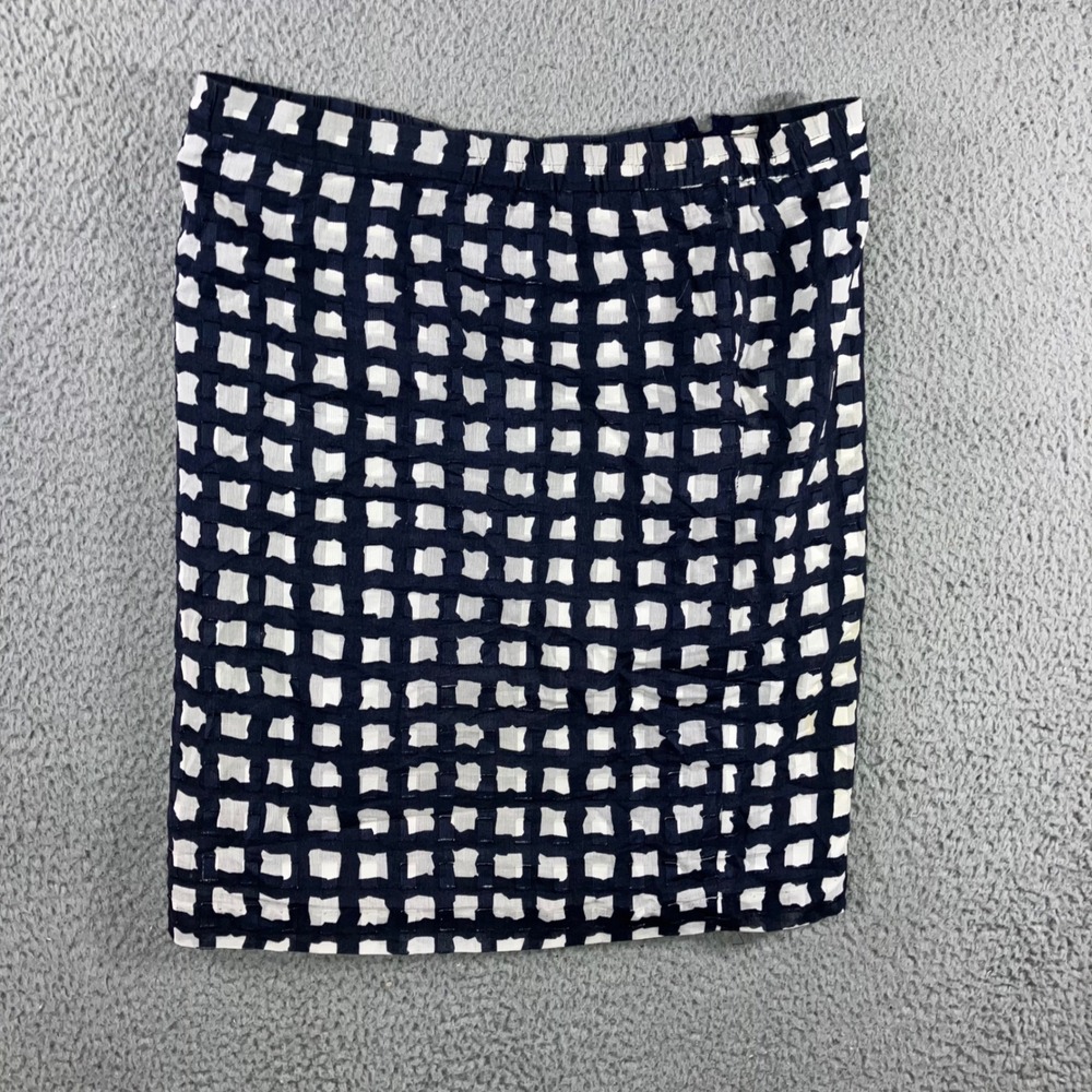 Pencil Skirt Women XL Knee Length Grid Seersucker Geometric Lightweight Summer